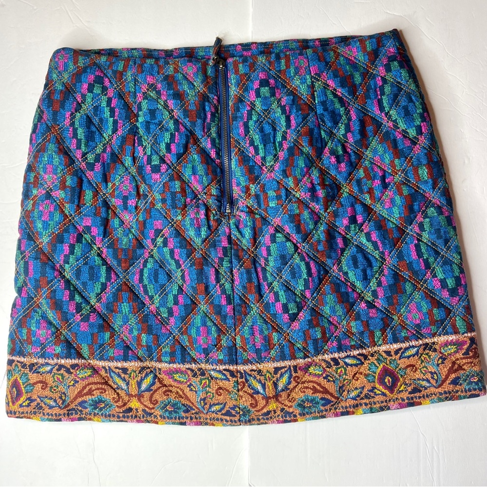 Farm Rio Tapestry Scarf Blue Quilted Mini Skirt - Size XL - NEW - Picture 6 of 6